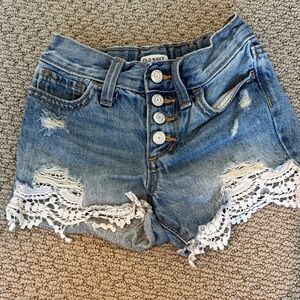 Old Navy Light Blue Distressed Denim Shorts with White Crochet